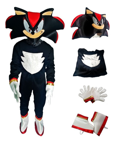 Disfraz Cosplay Tipo Sonic Negro Shadow Boom Superheroe 