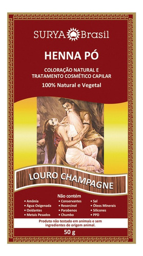  Surya Brasil Henna Pó Coloração Natural Cor Louro Champagne