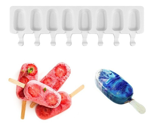 Molde Silicona Para Paletas Clásicas Chicas X 8 Cavidades 