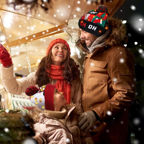 Gorro De Punto Con Luz Led De Navidad 5 Unidades Con Luz De