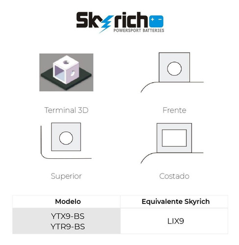 Imagen 4 de 9 de Bateria De Litio Skyrich P/ Moto Lix9 Libre Mantenimiento.