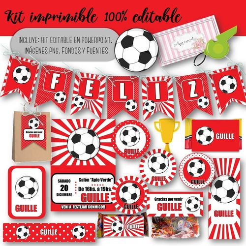 Kit Imprimible Futbol Mod.4 100% Editable Candy Bar 