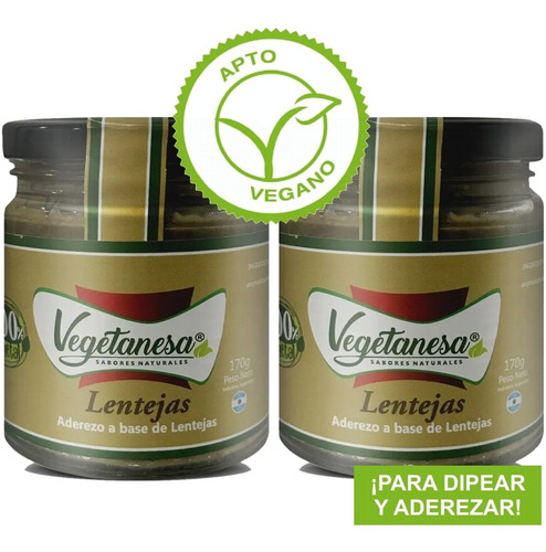 Aderezo Pasta Vegetal Ensaladas Vegano De Lentejas 170gr X2