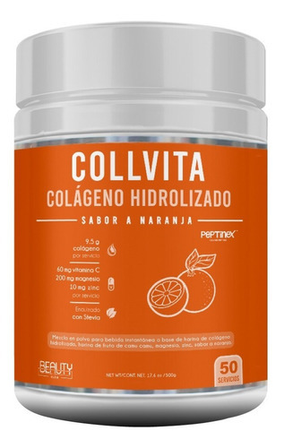 Suplemento en polvo Beauty Glow  COLAGENO Colágeno Hidrolizado sabor naranja en pote de 500g