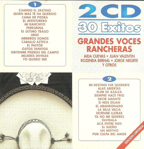 30  Éxitos Grandes Voces Ranchearas | 2 Cds. Música Nuevo