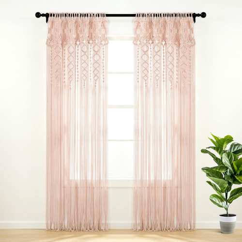 Panel De Cortina De Algodón Texturizado Bohemio Para Ventana