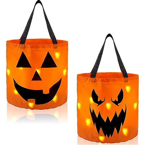 2 Pcs Halloween Trick Or Treat Bags 10 X 11.8 Inches Le...