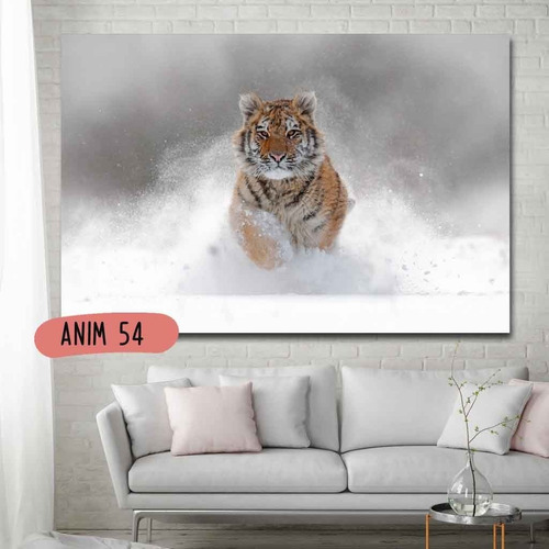 Imagen 4 de 10 de Cuadro Tigre Animales 50x70 Otros Diseños Tela Canvas