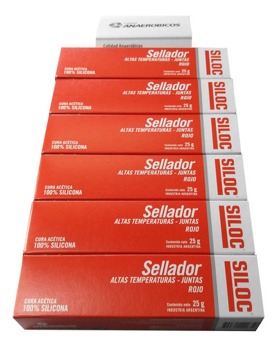 Sellador Silicona Siloc Rojo Alta Temperatura X 25gr. X 6 Un