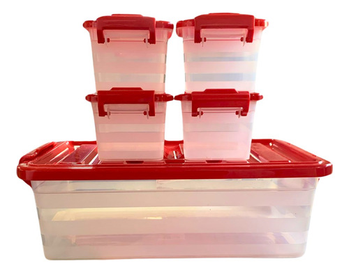 Recipientes Plásticos Taper Contenedor Cuadrado Box Set X 5 