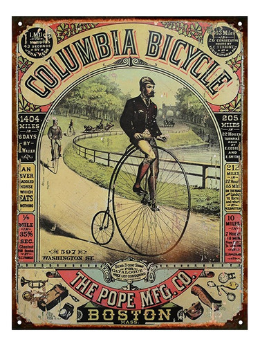 Cartel Chapa Publicidad Antigua Bici Bicicleta Columbia P278