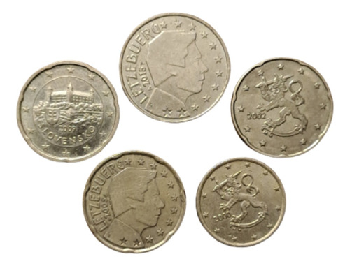 Lote X 5 Monedas Cent Euro, Finlandia, Eslovaquia, Luxemburg