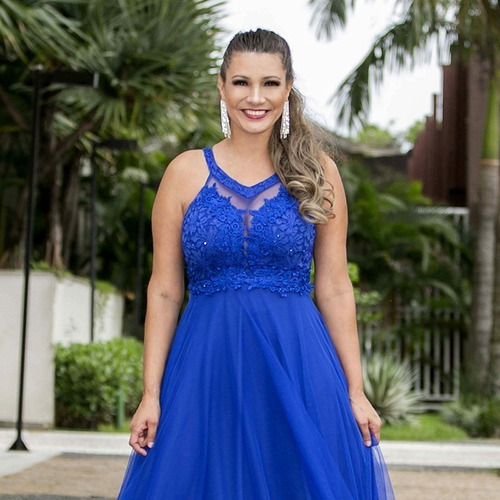 Vestido Rodado Princesa - Azul Serenity - Madrinha Formatura