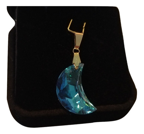 Imagem 2 de 7 de Pingente Lua Cristal Swarovski 2,0 Cm Folheado A Ouro 18k