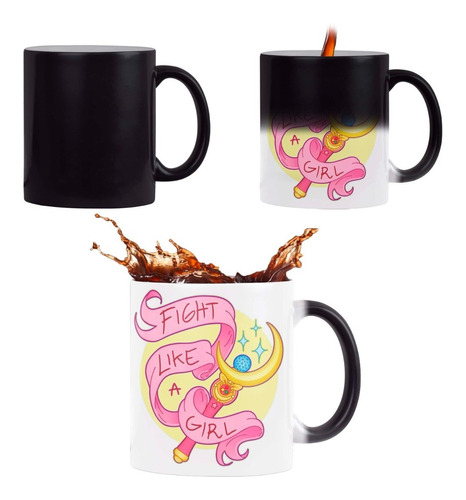 Taza Mágica Sailor Moon Fight Like A Girl Anime