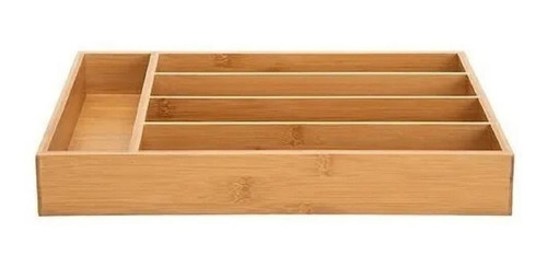 Imagen 2 de 9 de Organizador De Cubiertos Bambu Cajon 5 Divisiones
