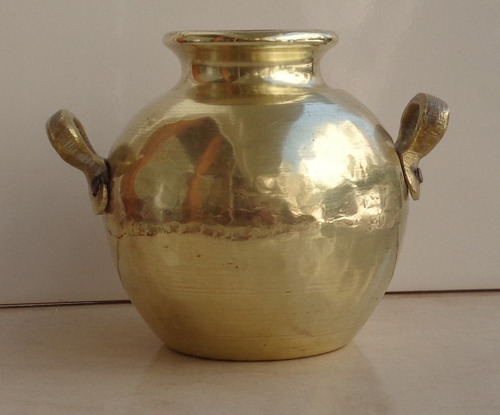 Antiguo Vasija De  Bronce Cocina Egipcia Vidriera