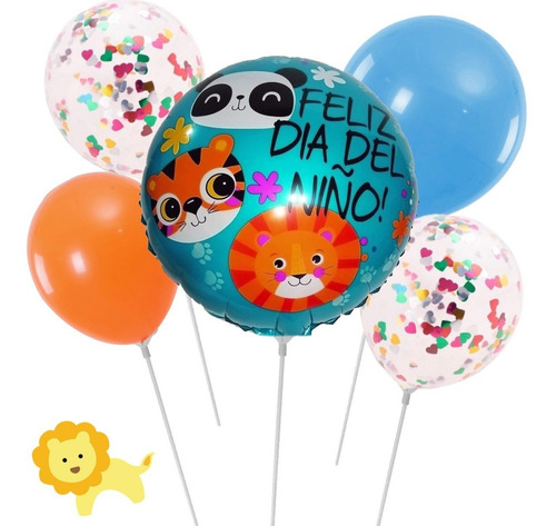 Set Arreglo Globos Feliz Día Del Niño Animalitos