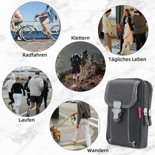 Riñonera Multifuncional Hombre, Bolsillo Para Smartphone Negro Lisa
