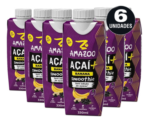 Suco Amazoo Smoothie Açai Banana 250ml (6 Unidades)