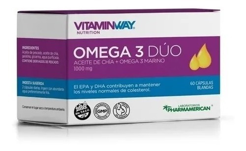 Imagen 1 de 5 de Omega 3 Dúo 1000mg Vitamin Way 60 Cápsulas