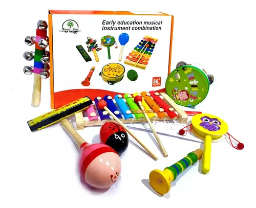 comprar Set 8 Instrumento Musicales Montessori Madera Para Niños Color Multicolor