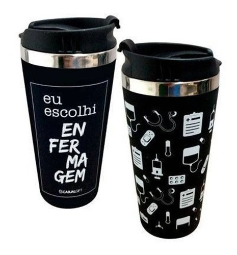 Imagem 2 de 2 de Copo Térmico Profissões Café Chá Capuccino Enfermagem 450ml