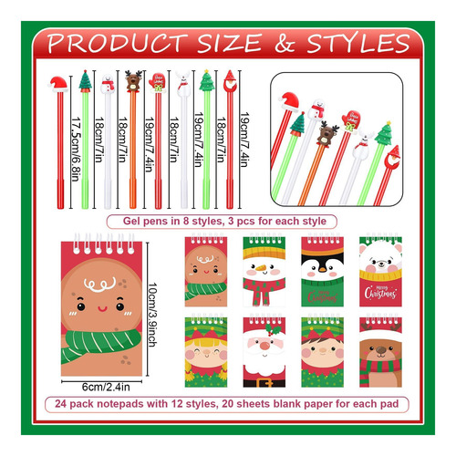 Jetec 48 Pcs Notas De Navidad De Navidad Set Mini Spiral Fun