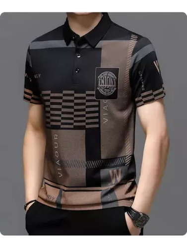 Camisa Polo Masculino Solapa Y Botones Estampado Letras