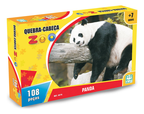 Quebra Cabeça Urso Panda Linha Zoo Nig Brinquedos 108pçs