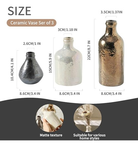 Conjunto De 3 Jarrones De Cerámica | Decoración De Jarrones