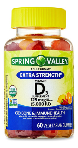 Vitamina D3 125 Mcg 60 Gomitas Spring Valley Vegetarian