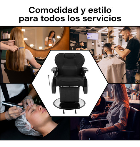 Sillon Corte Barbero Reclinable Hidraulico Tipo Peluqueria Color Negro