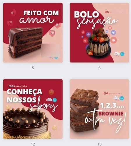Imagem 5 de 10 de Pack Confeitaria +300 Artes 100% Editáveis No Canva + Bônu