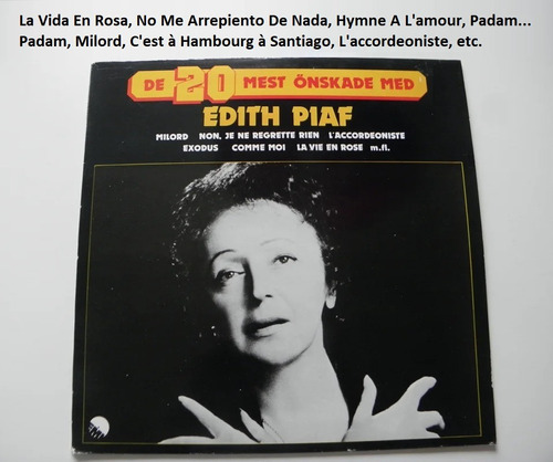 Vinilo Edith Piaf Super Hits, No Me Arrepiento, Vida En Rosa
