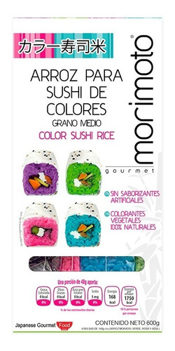 Imagen 1 de 6 de Paquete De Arroz Con 4 Colores Para Sushi  600g Morimoto