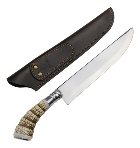 Faca Churrasco Artesanal Aço Inox Cabo Em Rabo De Tatu 9 Cor Cinza