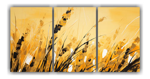 240x120cm Cuadro Equilibrio Visual Junco Amarillo Y Colores 