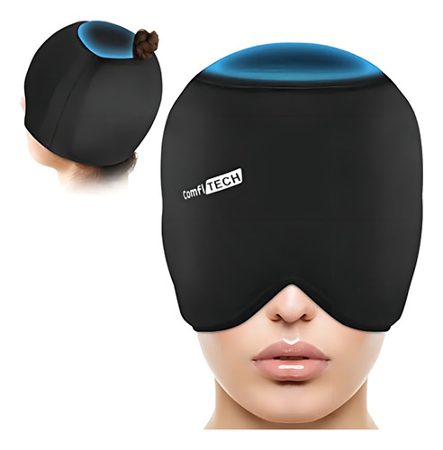 Comfitech Migraña - Envoltura Para Cabeza De Hielo Para Alivio Del Dolor De Cabeza Craneal, Gorra De Migraña Para Tensión, Gorra De Dolor De Cabeza Sinusal, Terapia Fría, Sombrero De Migraña, Alivio