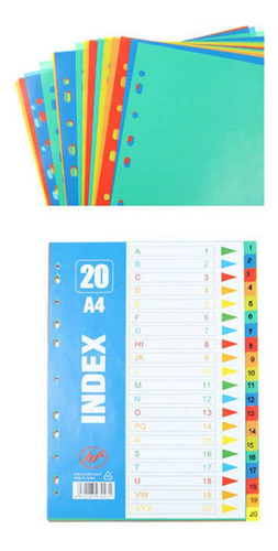 Set 20 Separador Divisor De Hoja Carpeta A4