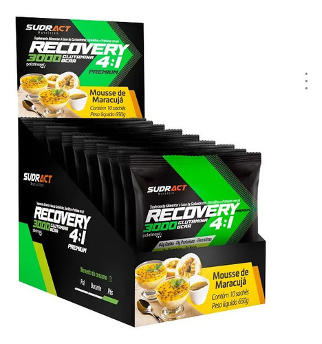 Display Recovery Premium 650g (10 Sachês De 65g) - Sudract Sabor Mousse De Maracujá