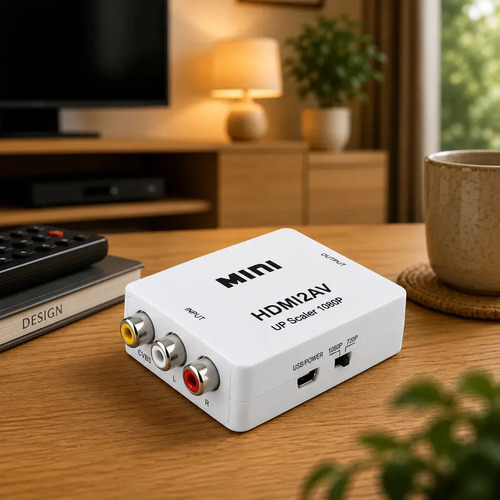 Mini Conversor Hdmi pra Av Adaptador Entrada Hdmi Saída RCA Áudio E Vídeo Mini 1080p Compatível Com Tv Antiga Cameras Video Game - Full Hd