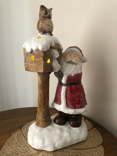 Papai Noel Cerâmica E Luz De Led 44cm