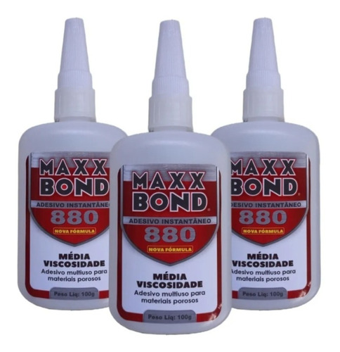 Kit 10 Un. Cola Instantânea Maxx Bond 880 Super Adesivo 100g