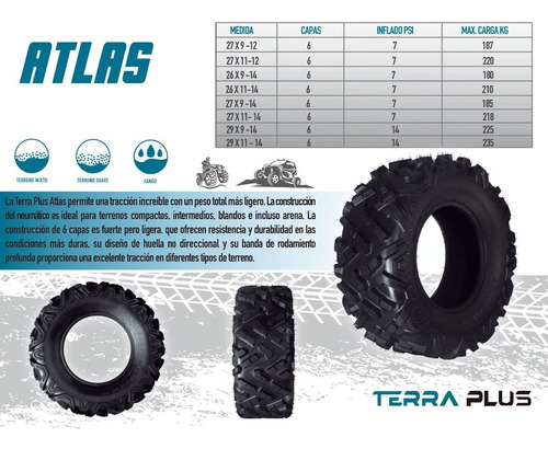 Llanta 29x11.00-14 Atlas 6 Capas Utv, Rzr Polaris