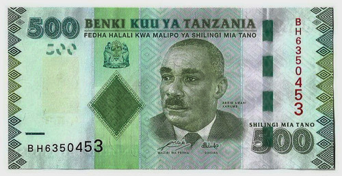 Fk Billete Tanzania 500 Shillings 2010 P-40 Sin Circular