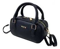 Comprar Mini Cartera Bandolera Morral Simil Cuero Premiun Importada Negro Liso Simil Cuero Oro Negro