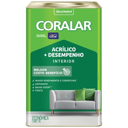 Tinta Acrílica Interna Coralar 18 Lts Amarelo Canario Coral