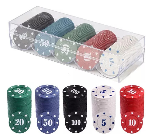 100 Pzas Fichas Poker Con Caja De Almacenamiento De Plástico