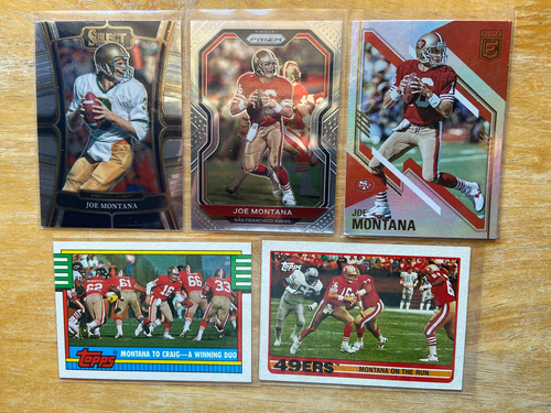 Joe Montana 5 Tarjetas Select Prizm Elite Topps